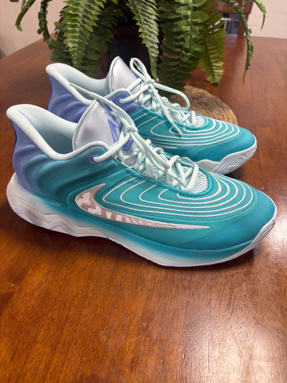 Nike Teal & Light Blue Gradient Basketball Sneakers